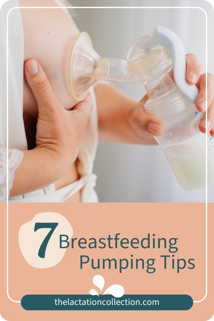 A visual tip sheet offering seven essential breastfeeding and pumping tips, aimed at supporting new mothers in their nursing journey.