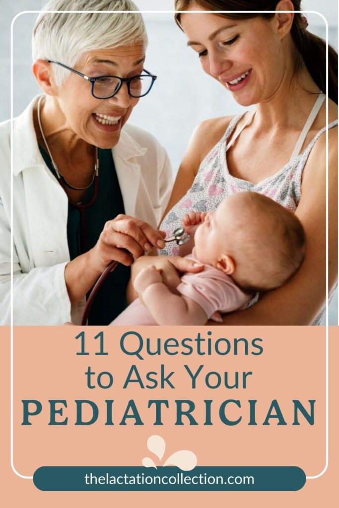 Mother and pediatrician smiling as they discuss the baby's health during a check-up.
