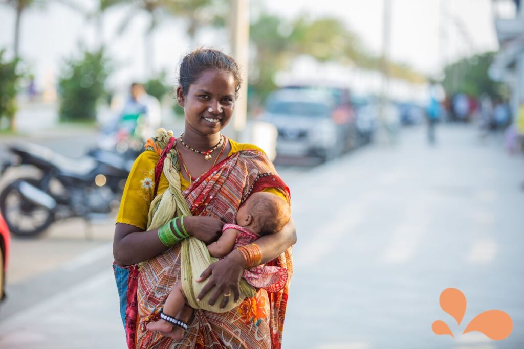 East Indian woman breastfeeding in public