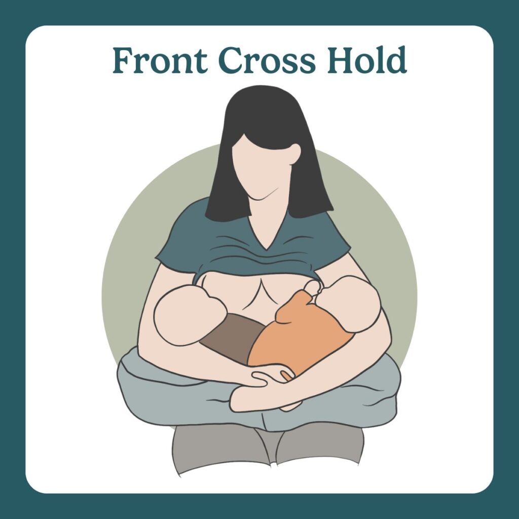 twin front cross hold - Breastfeeding Glossary by The Lactation Collection